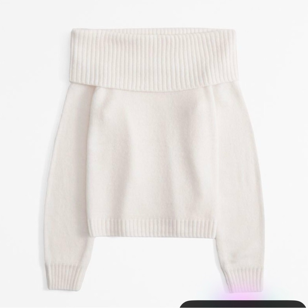 Abercrombie & Fitch Cream Off-the-Shoulder Sweater